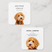 プリントされたかわいいプードル犬の柄グルーミング丸 スクエア名刺 (正面/裏面)