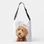 プリントされたかわいいプードル犬の柄 クロスボディバッグ (裏面)