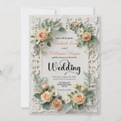 プリントされたアイボリー調の花のフォーマルな結婚式 招待状 (正面)