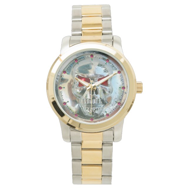 プリントされたクロムスカル赤いRuby Gems 腕時計 (正面)