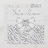 プリントされたグリッター ゼブラ柄 & ブリング ベビーシャワー 招待状 (正面/裏面)