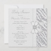 プリントされたグリッター ゼブラ柄 & ブリング ベビーシャワー 招待状 (裏面)