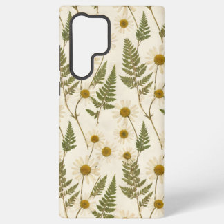 プリントされたデイジーとシダの植物学的なヴィンテージ標本 SAMSUNG GALAXY S22 ULTRAケース