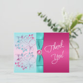 プリントされたボーピンク、アクアフローラ写真サンキューカード サンキューカード (スタンド正面)