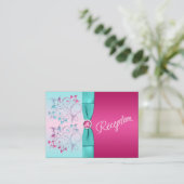 プリントされたボーホットピンク、アクアフローラエンクロージャカード エンクロージャーカード (スタンド正面)