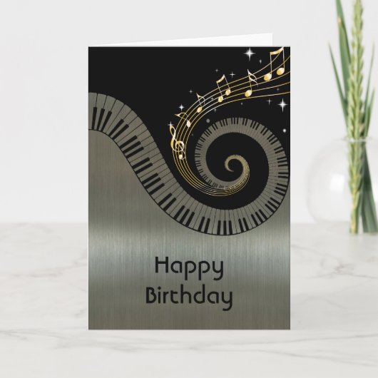 プリントされたメタリックエフェクトピアノ鍵金ゴールド音楽 カード (正面)