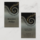 プリントされたメタリックエフェクトピアノ鍵金ゴールド音楽 名刺 (正面/裏面)