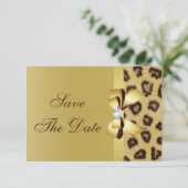 プリントされたリボン、ダイヤモンド & レパードプリントの「Save the Date」 セーブザデート (スタンド正面)