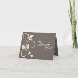 プリントされた黄色のグリッターが付いた、素朴な「ありがとう」カードです。 サンキューカード