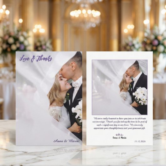 プリントされた3Dエフェクト ラベンダーカリグラフィー サンキューカード