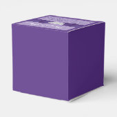 プリントされたBOWパープルホワイトフローラ結婚式の引き出物ボックス フェイバーボックス (裏面サイド)