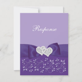 プリントされたBOW Purple Whiteフローラ結婚の応答C 出欠カード