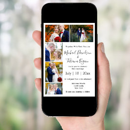 プリントとデジタルの5枚の写真結婚コラージュ 招待状