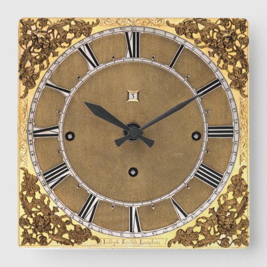 プリントのアンティーク1685ジョセフ・ナイフ スクエア壁時計 (正面)