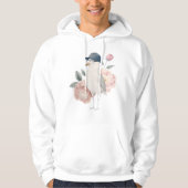 プリントのスニーカーで牡丹のおもちゃをキャップに入れたカモメ パーカ (正面)