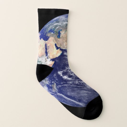 プリントのソックスをくまなく宇宙からの惑星の地球 ソックス (右外側)