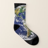 プリントのソックスをくまなく宇宙からの惑星の地球 ソックス (左内側)
