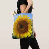 プリントのトートバックをくまなくヒマワリのカスタム トートバッグ (クローズアップ)