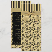 プリントのリボン付き 50周年結婚記念日 招待状 (正面/裏面)