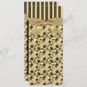 プリントのリボン付き 50周年 結婚記念日 招待状 (正面/裏面)