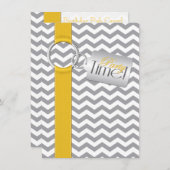 プリントのリボン ゴールド グレー ホワイト 21歳の誕生日パーティー 招待状 (正面/裏面)