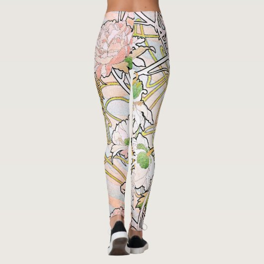 プリントのレギンスをくまなくアールヌーボーのミュシャの花柄 レギンス (裏面)