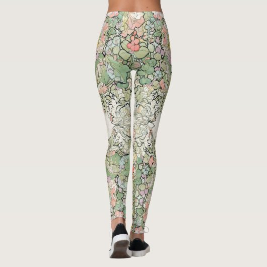 プリントのレギンスをくまなくミュシャのアールヌーボーの花 レギンス (裏面)