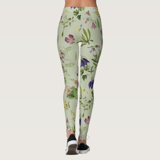 プリントのレギンスをくまなく植物の高山の花柄 レギンス (裏面)