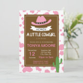 プリントの女性のカーボーイのベビーシャワーの招待状 招待状 (スタンド正面)