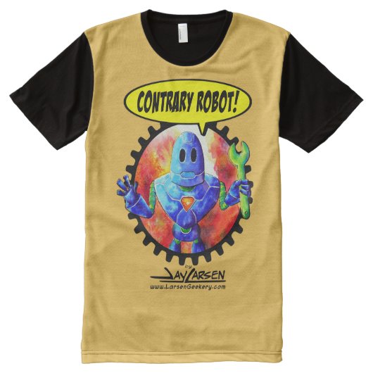 プリントのTシャツをくまなく反対のロボットプリント オールオーバープリントT シャツ (正面)
