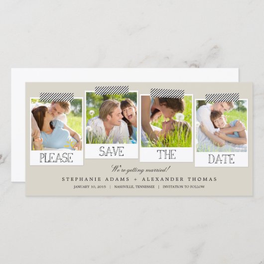 プリントは日付を保存フォトカード – Khki セーブザデート (正面/裏面)