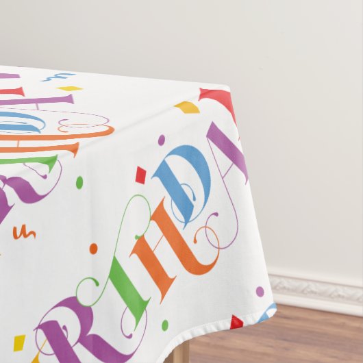 プリントをくまなくハッピーバースデー テーブルクロス (インサイチュ)
