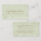 プリントウォーターカラーテクスチャグリーン 名刺 (正面/裏面)