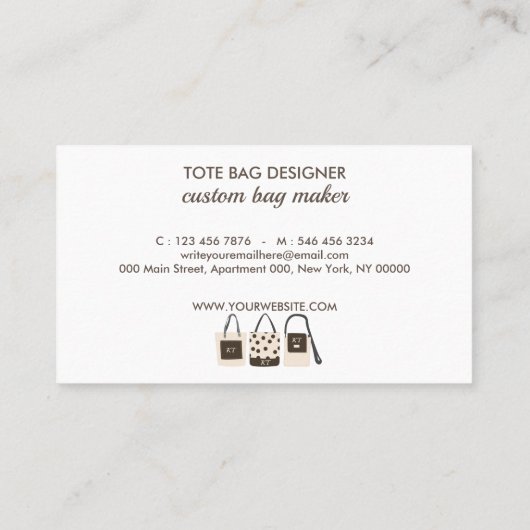 プリントオンデマンドモノグラムトートバッグ 名刺 (裏面)