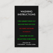 プリントオン・デマンド衣服洗い説明書 名刺 (裏面)