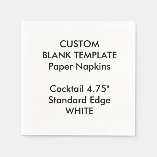 プリントカスタムスモールホワイトカクテル紙ナプキンズ スタンダードカクテルナプキン (正面)