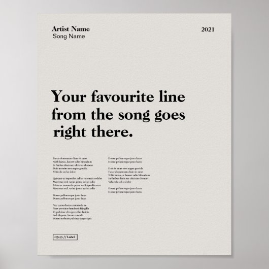 プリントカスタムダウンロード可能な歌のプリント ポスター (正面)