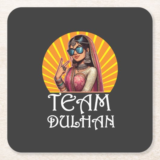 プリントカスタムデシ結婚のシャアディビベス スクエアペーパーコースター (正面)