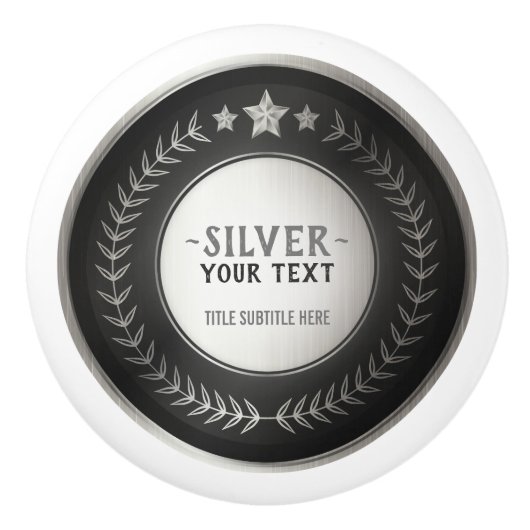 プリントカスタムDIYメダルシルバーチャンピオン編集可能 セラミックノブ (正面)