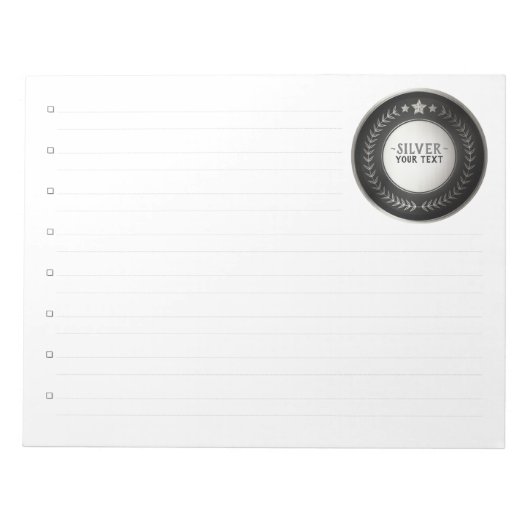 プリントカスタムDIYメダルシルバーチャンピオン編集可能 ノートパッド (正面)