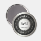 プリントカスタムDIYメダルシルバーチャンピオン編集可能 マグネット (正面/裏面)