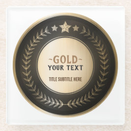 プリントカスタムDIYメダル金ゴールド#1チャンピオン編集可能 ガラスコースター