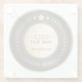 プリントカスタムDIYメダル金ゴールド#1チャンピオン編集可能 ガラスコースター (裏面)