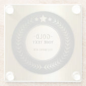 プリントカスタムDIYメダル金ゴールド#1チャンピオン編集可能 ガラスコースター (裏面)