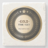 プリントカスタムDIYメダル金ゴールド#1チャンピオン編集可能 ストーンコースター (正面)
