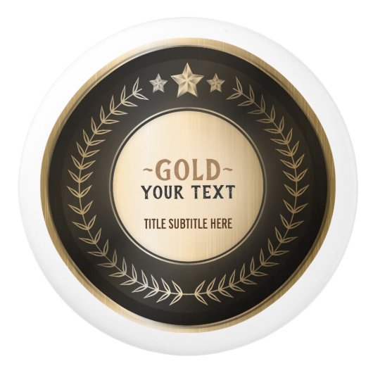 プリントカスタムDIYメダル金ゴールド#1チャンピオン編集可能 セラミックノブ (正面)