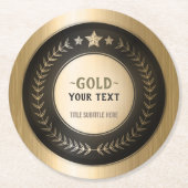 プリントカスタムDIYメダル金ゴールド#1チャンピオン編集可能 ラウンドペーパーコースター (正面)