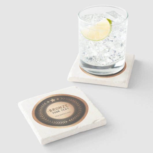 プリントカスタムDIYメダル青銅チャンピオン編集可能 ストーンコースター (横)