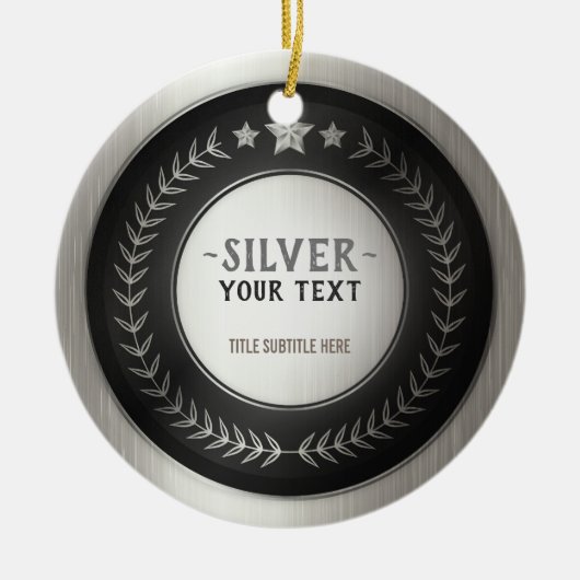 プリントカスタムDIY MEDALシルバーADD YOUR LOGO EDIT セラミックオーナメント (正面)