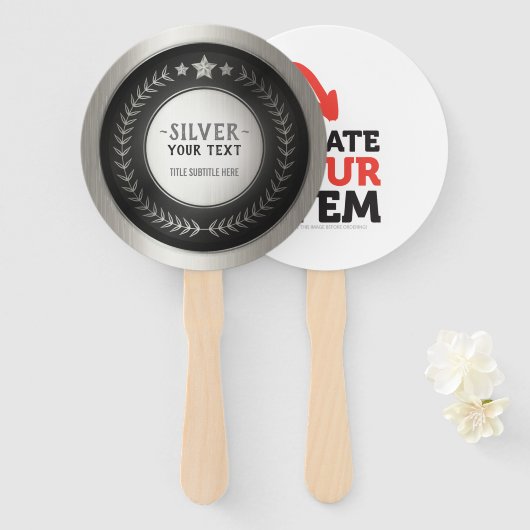 プリントカスタムDIY MEDALシルバーADD YOUR LOGO EDIT ハンドファン (正面&裏面)